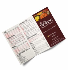 Takeaway menu printing