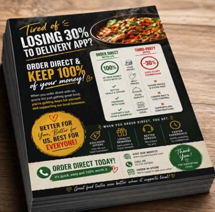 Leave Just Eat / uber eat / deliveroo app leaflets